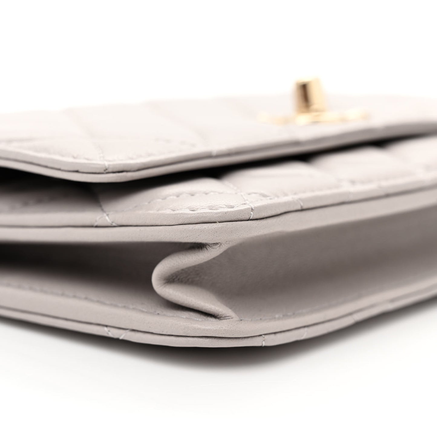 Lambskin Quilted Trendy CC Wallet On Chain WOC Grey