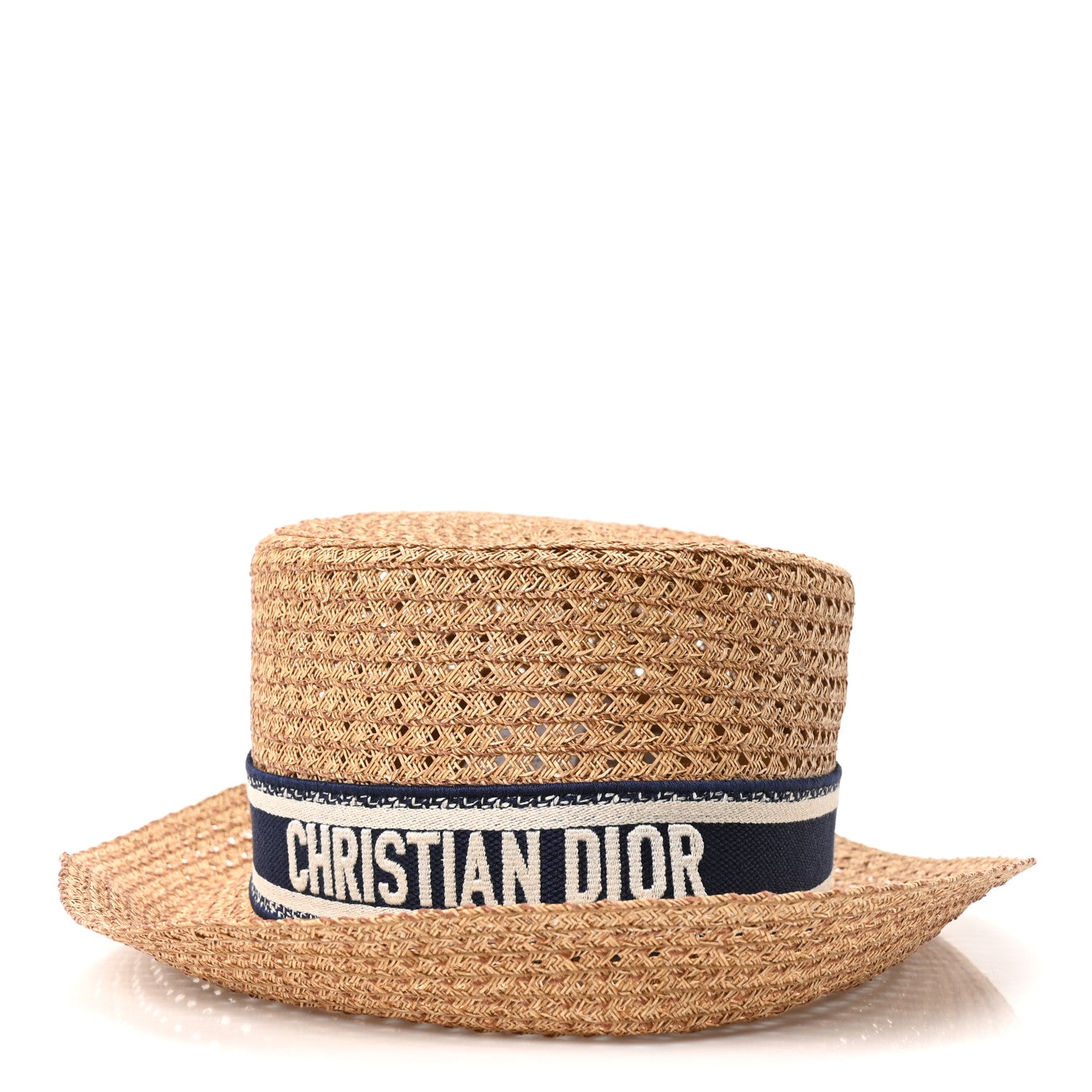 Christian Dior Straw Embroidered D-Bobby Bucket Hat 56 Natural