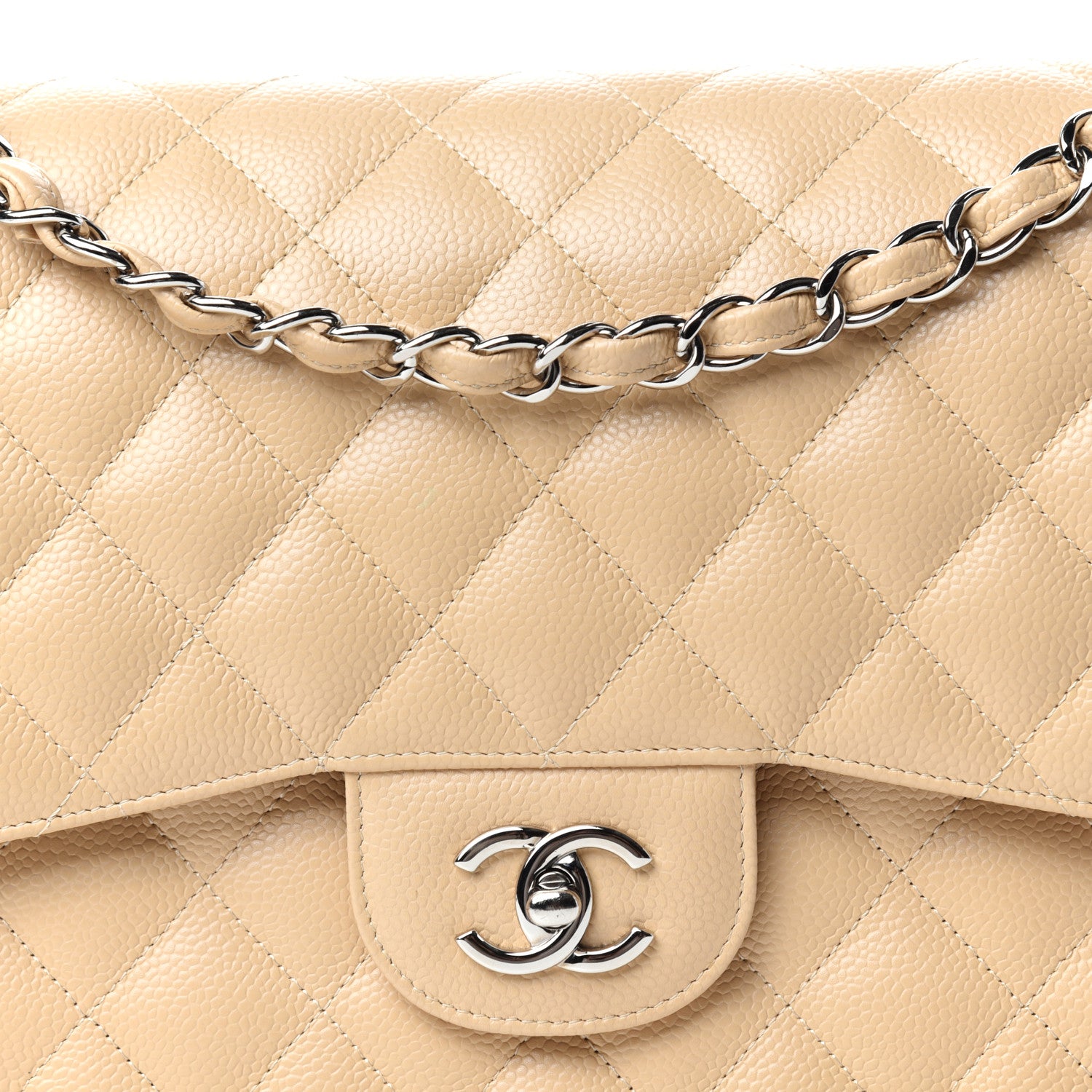Chanel Caviar Quilted Jumbo Double Flap Beige 10 of 10