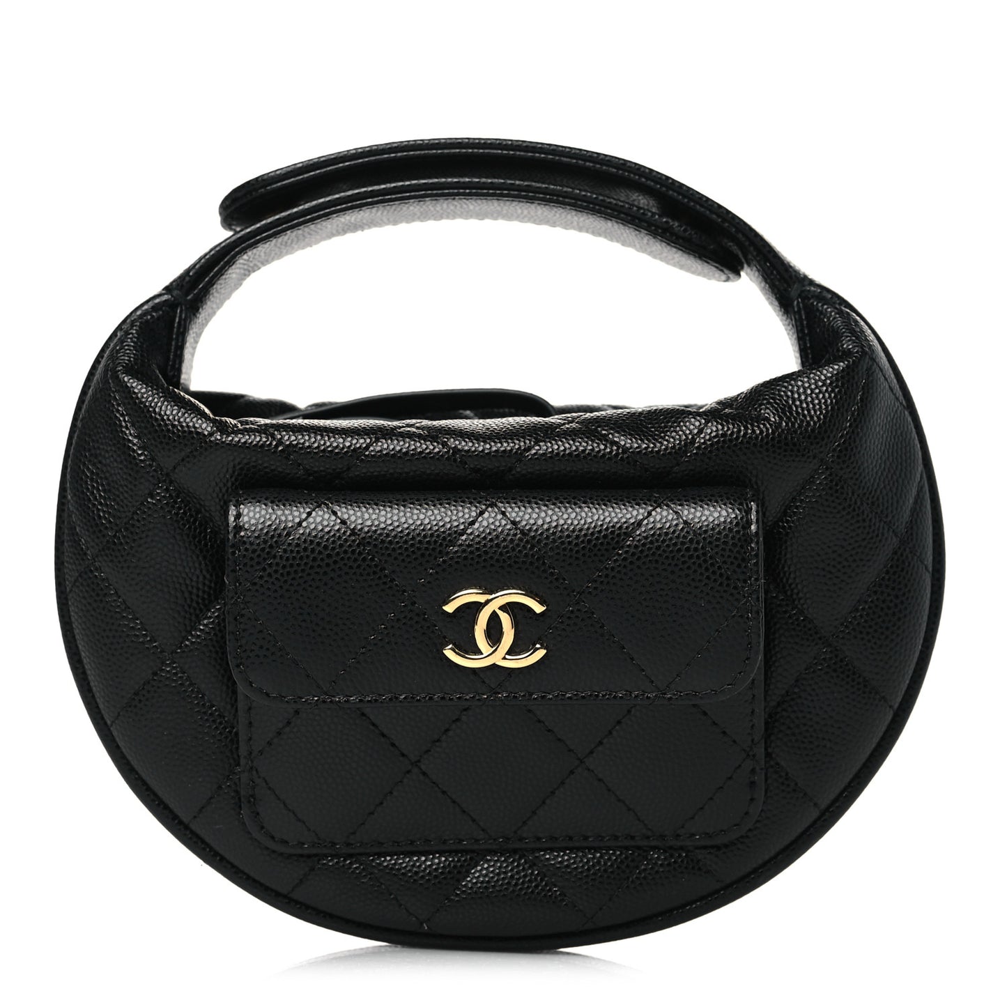 Caviar Quilted Polly Pocket Pouch Hobo Black