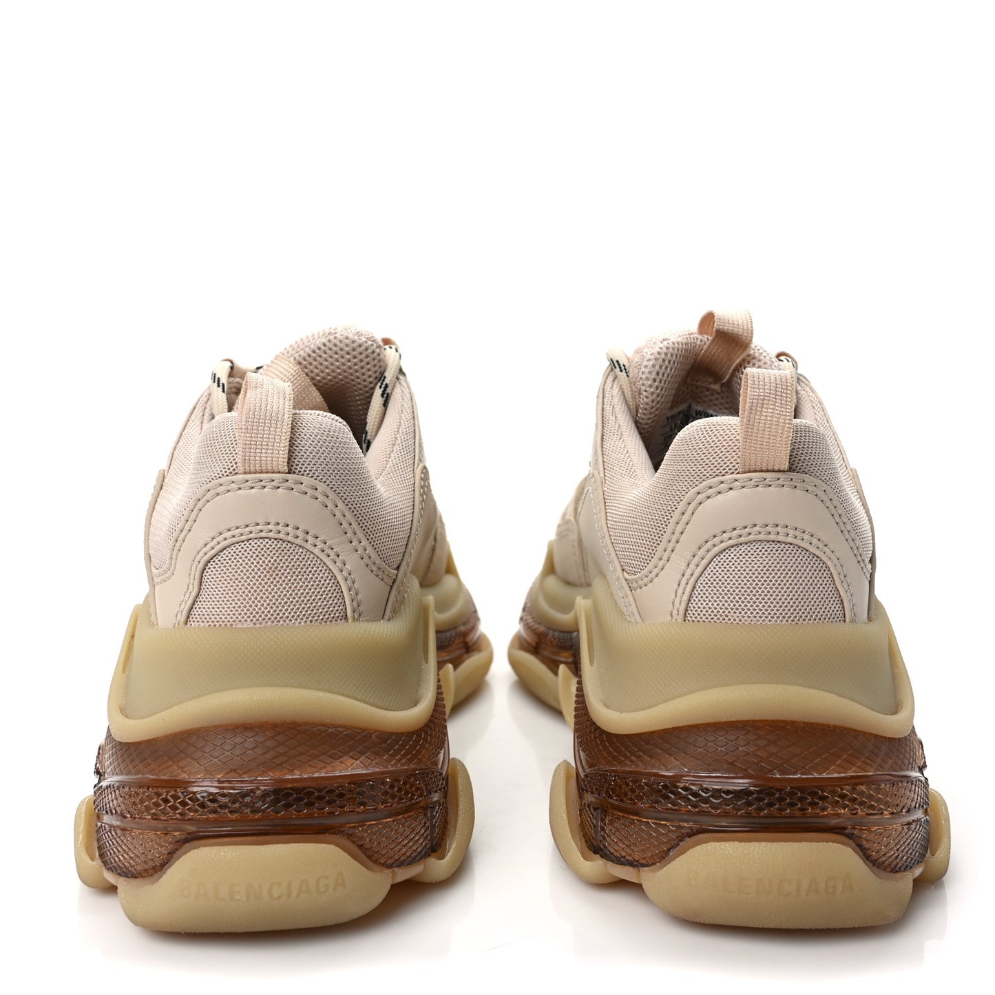 Fabric Mesh Clear Sole Womens Triple S Sneakers 38 Beige