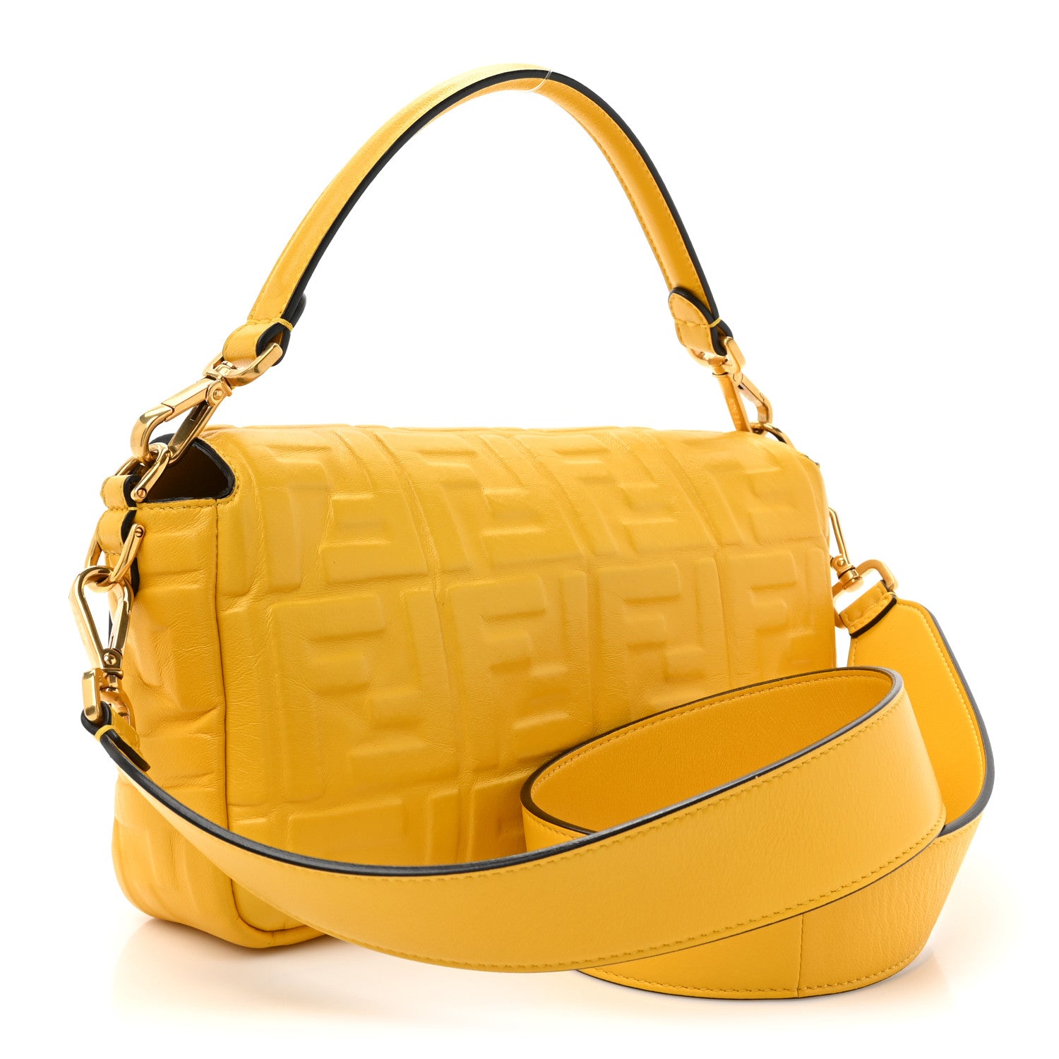 Fendi Nappa FF 1974 Embossed Baguette Mimosa 3 of 15