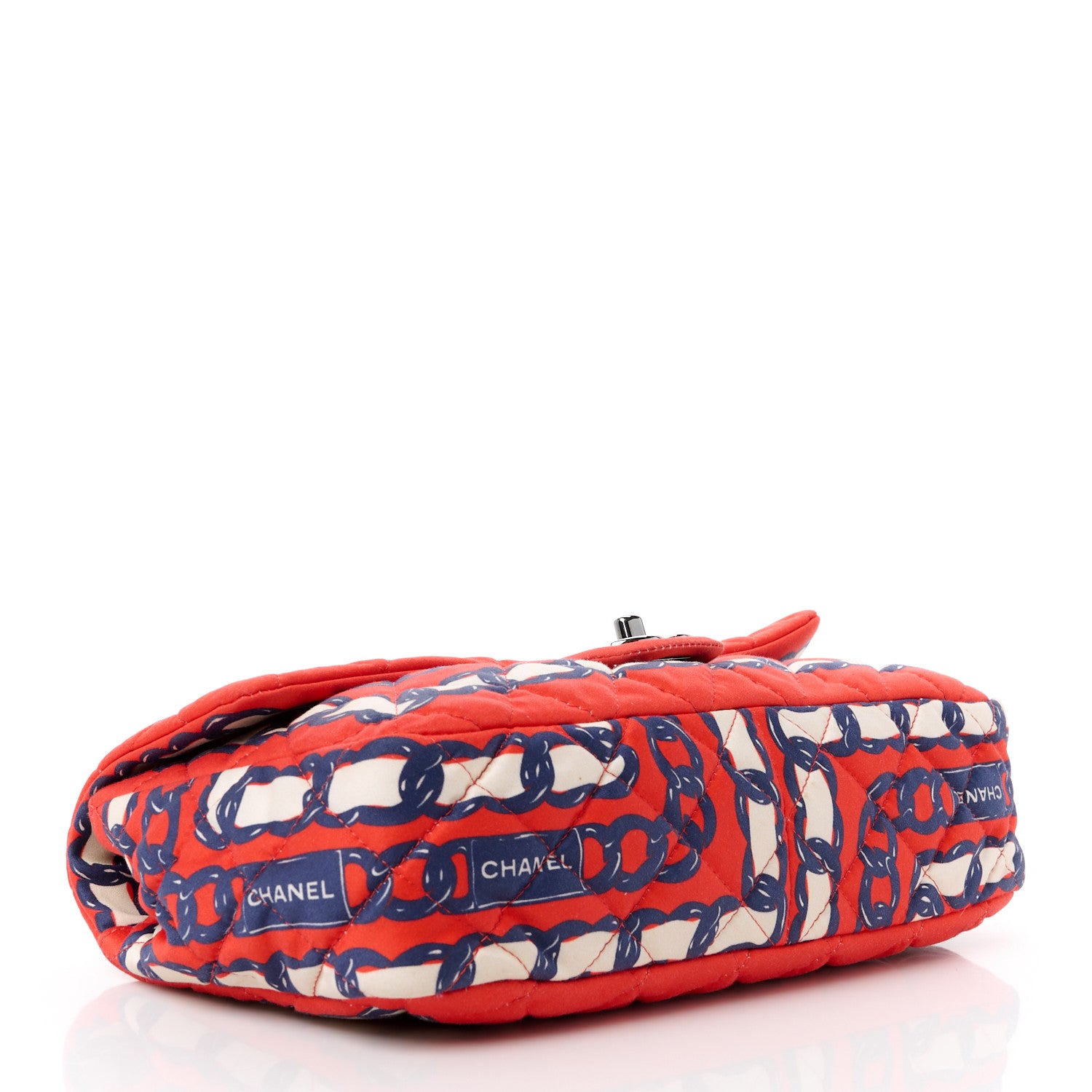 Chanel Silk Chain Printed Medium Single Flap Red 4 of 14