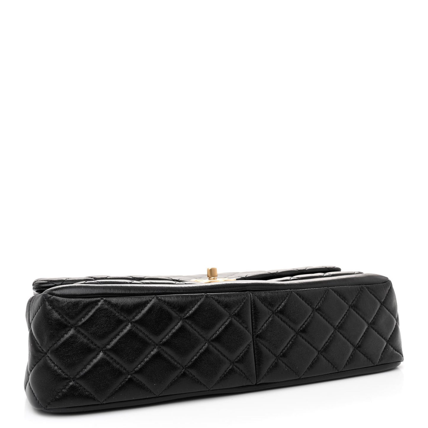 Shiny Lambskin Quilted Daily Friend Flap Black