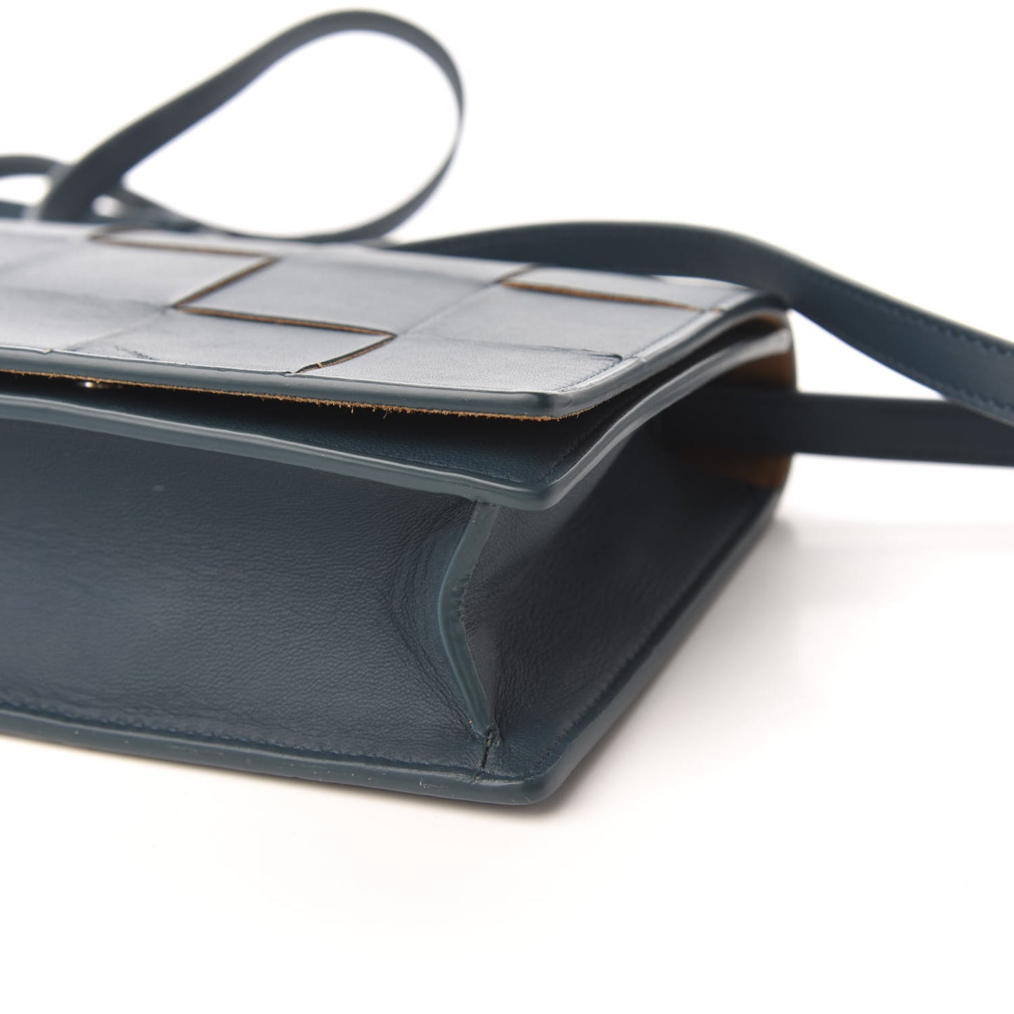 Lambskin Maxi Intrecciato Mini Cassette Crossbody Bag Petrol Blue