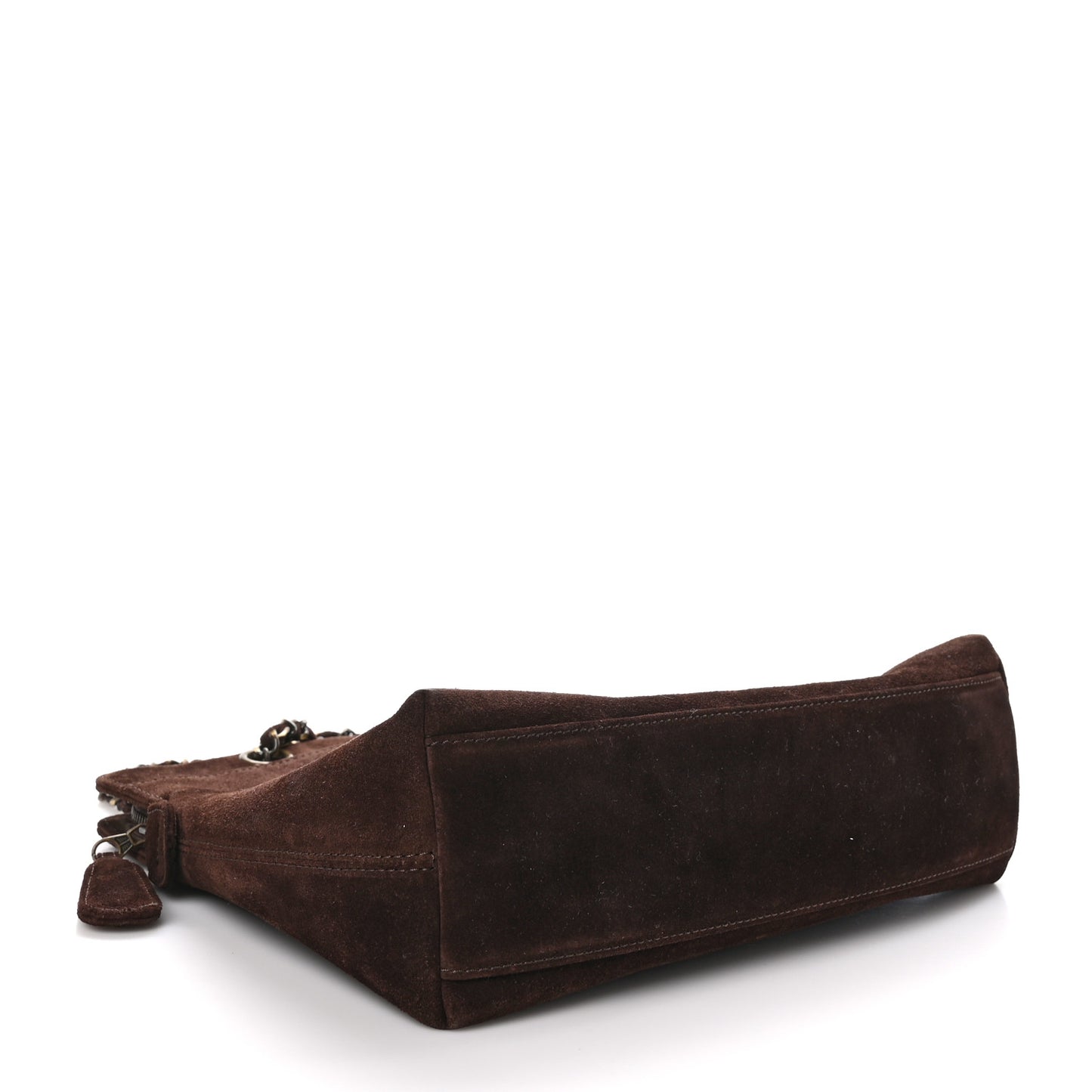 Suede Shopping Chain Tote Brown
