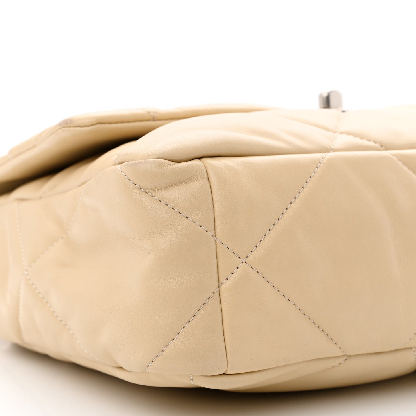 Lambskin Quilted Large Chanel 19 Flap Beige