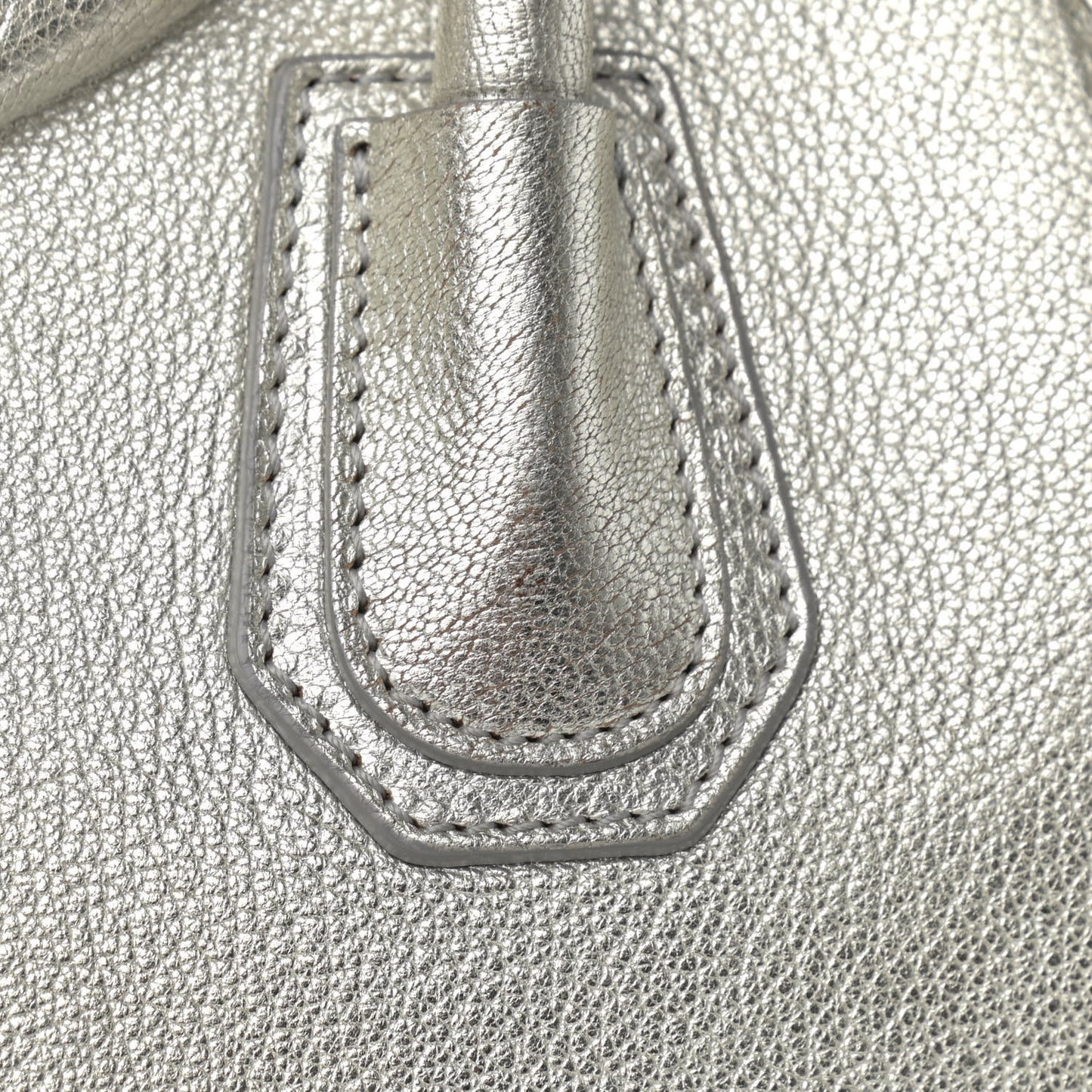 Metallic Sugar Goatskin Small Antigona Silver