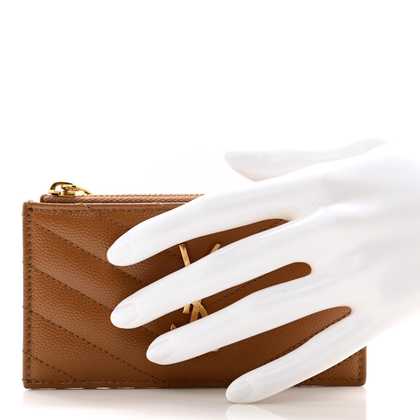 Grain De Poudre Matelasse Chevron Monogram Fragments Zippered Card Case Cork