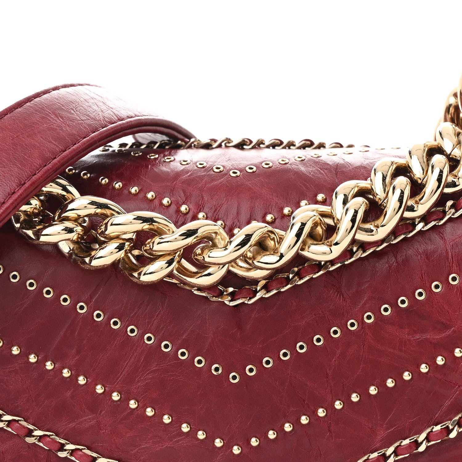 Chanel Crumpled Calfskin Chevron Small Chain Boy Flap Burgundy 8 of 11