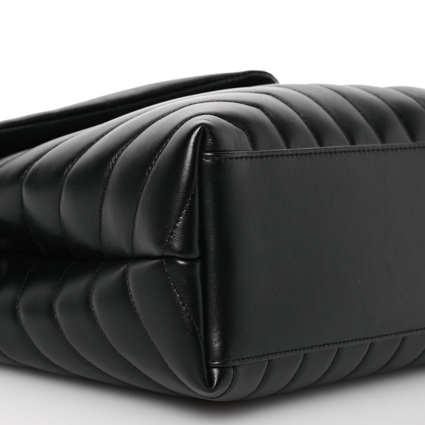 Calfskin Y Quilted Monogram Monochrome Medium Loulou Chain Satchel Black