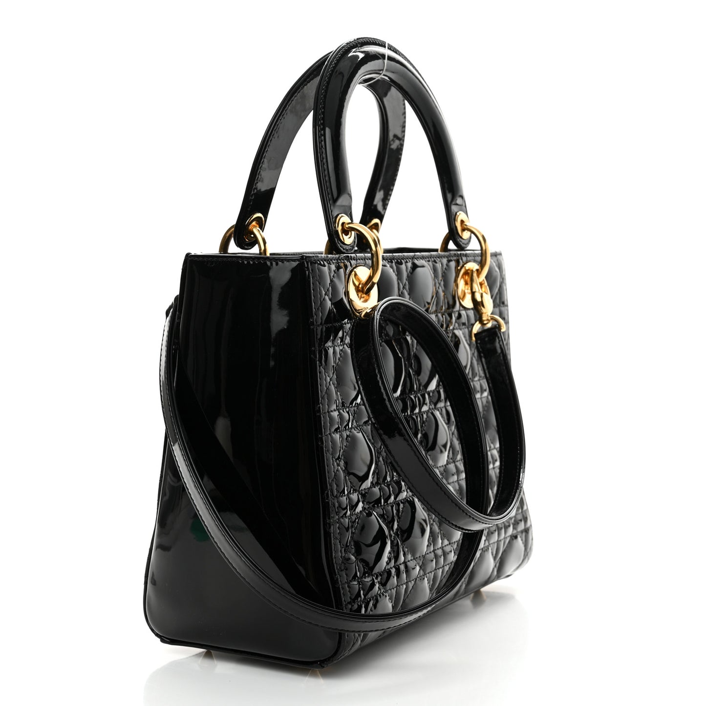 Patent Cannage Medium Lady Dior Black