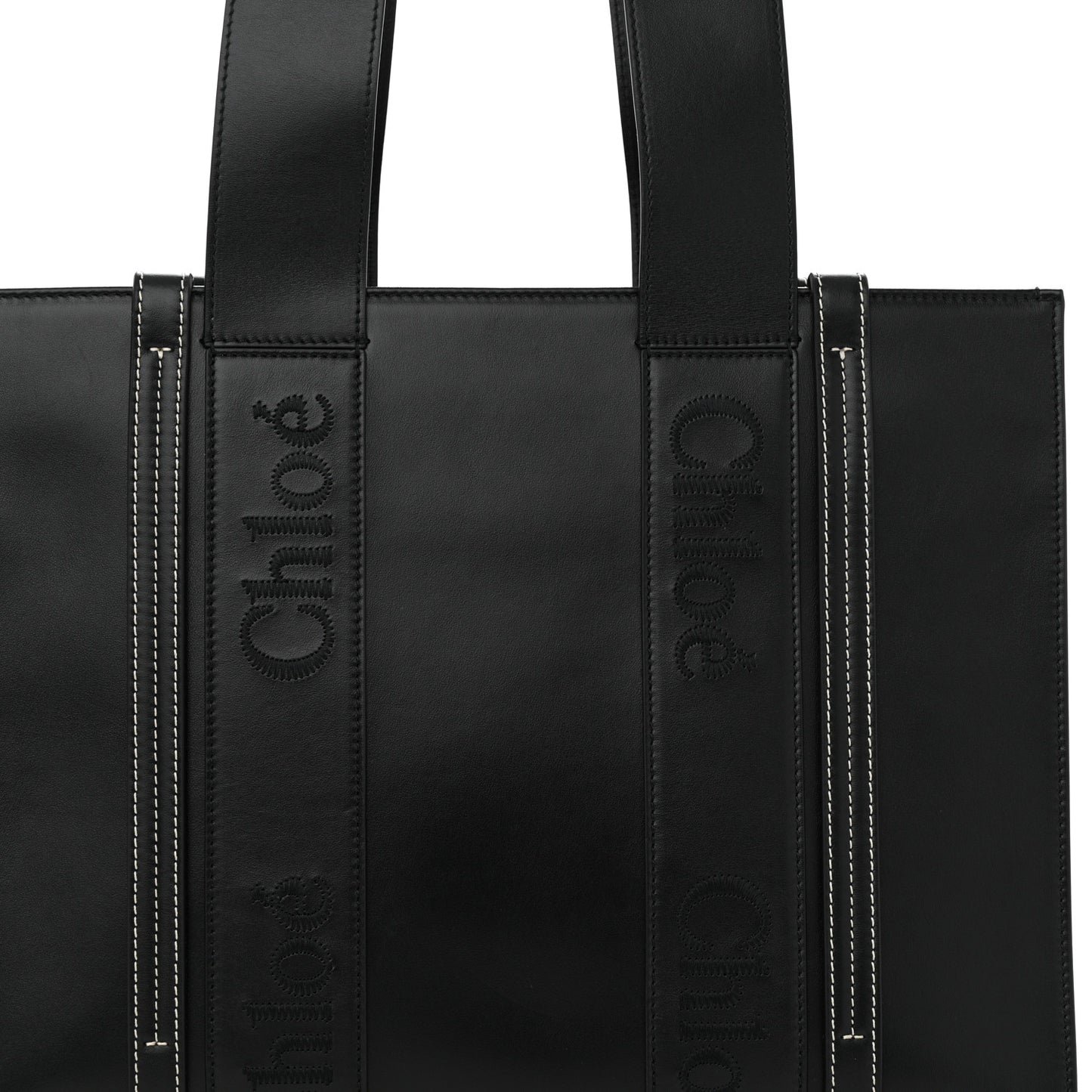 Calfskin Medium Woody Tote Black