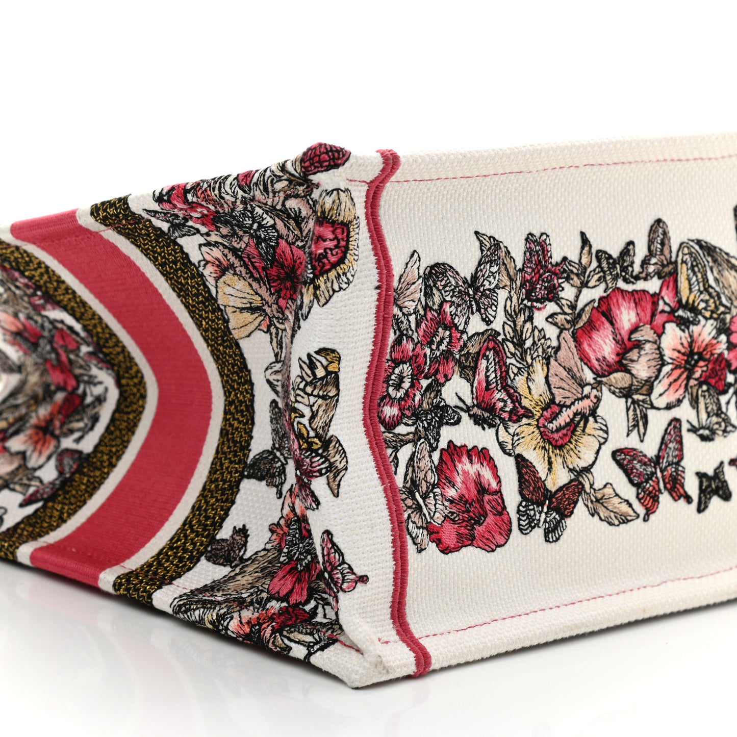 Canvas Embroidered Medium Butterfly Print Book Tote Multicolor