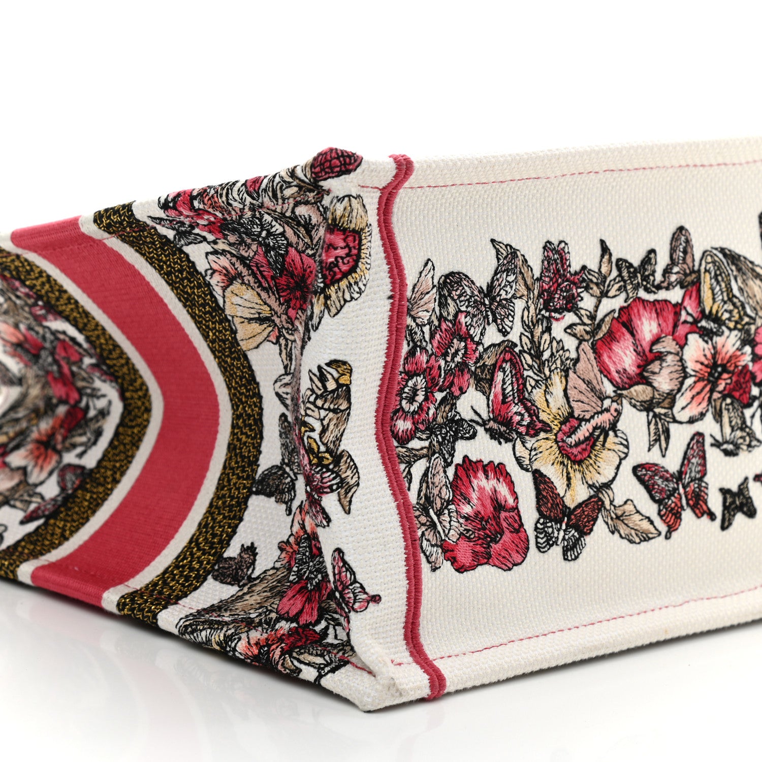 Christian Dior Canvas Embroidered Medium Butterfly Print Book Tote Multicolor 8 of 9