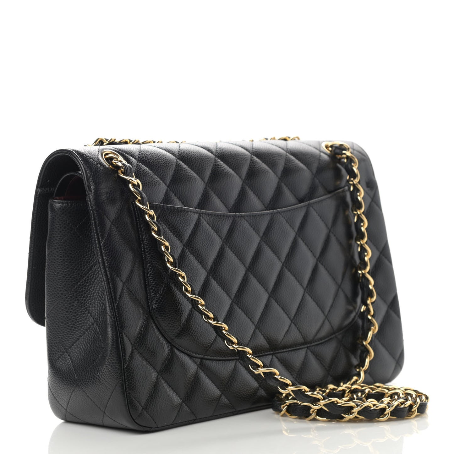 Caviar Quilted Jumbo Double Flap Black