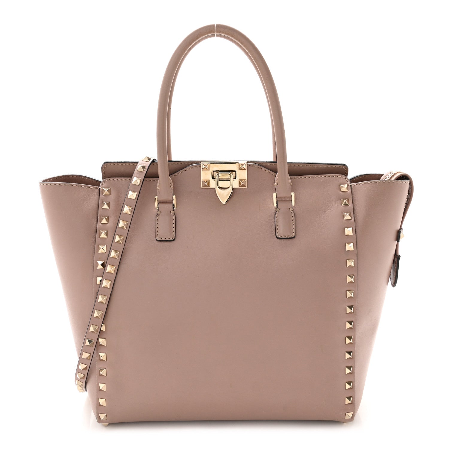 Valentino Garavani Vitello Rockstud Double Handle Tote Poudre 1 of 10