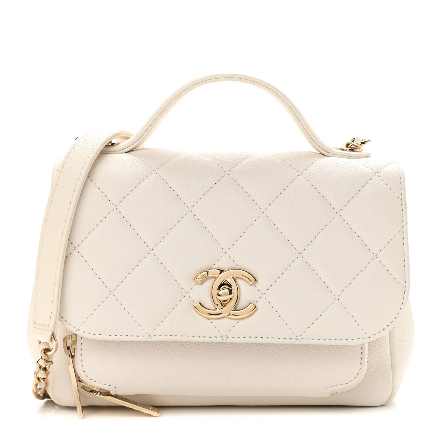 Caviar Quilted Small Business Affinity Flap White
