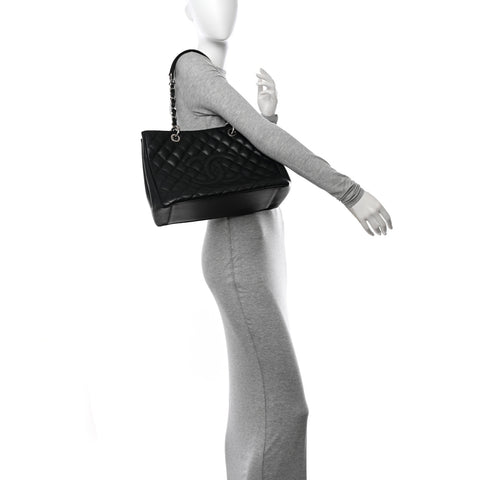 Caviar Quilted Grand Shopping Tote GST Black