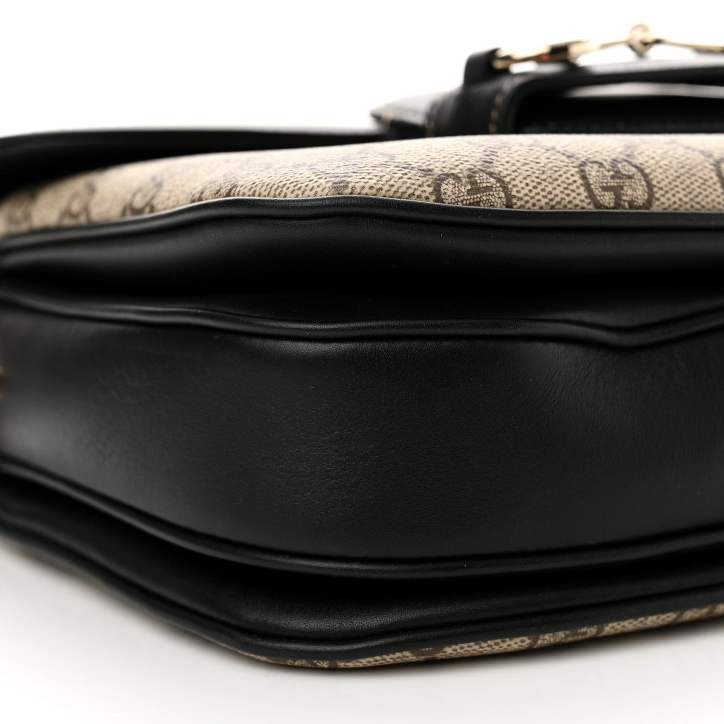 GG Supreme Monogram Horsebit 1955 Soft Small Shoulder Bag Beige Black