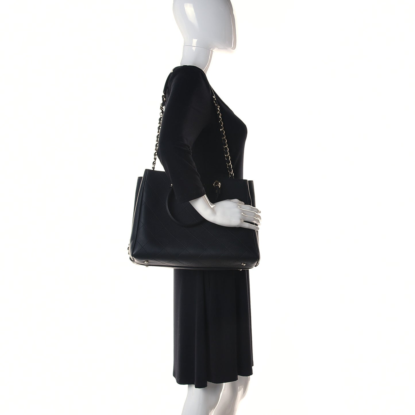 Bullskin Stitched Medium Shopping Bag Black