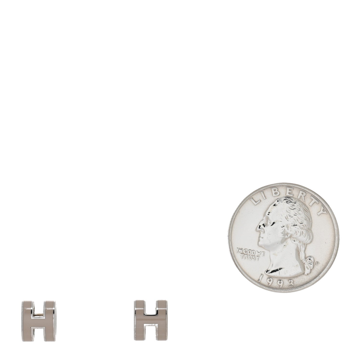 Hermes Palladium Lacquered Mini Pop H Earrings Marron Glace 2 of 4