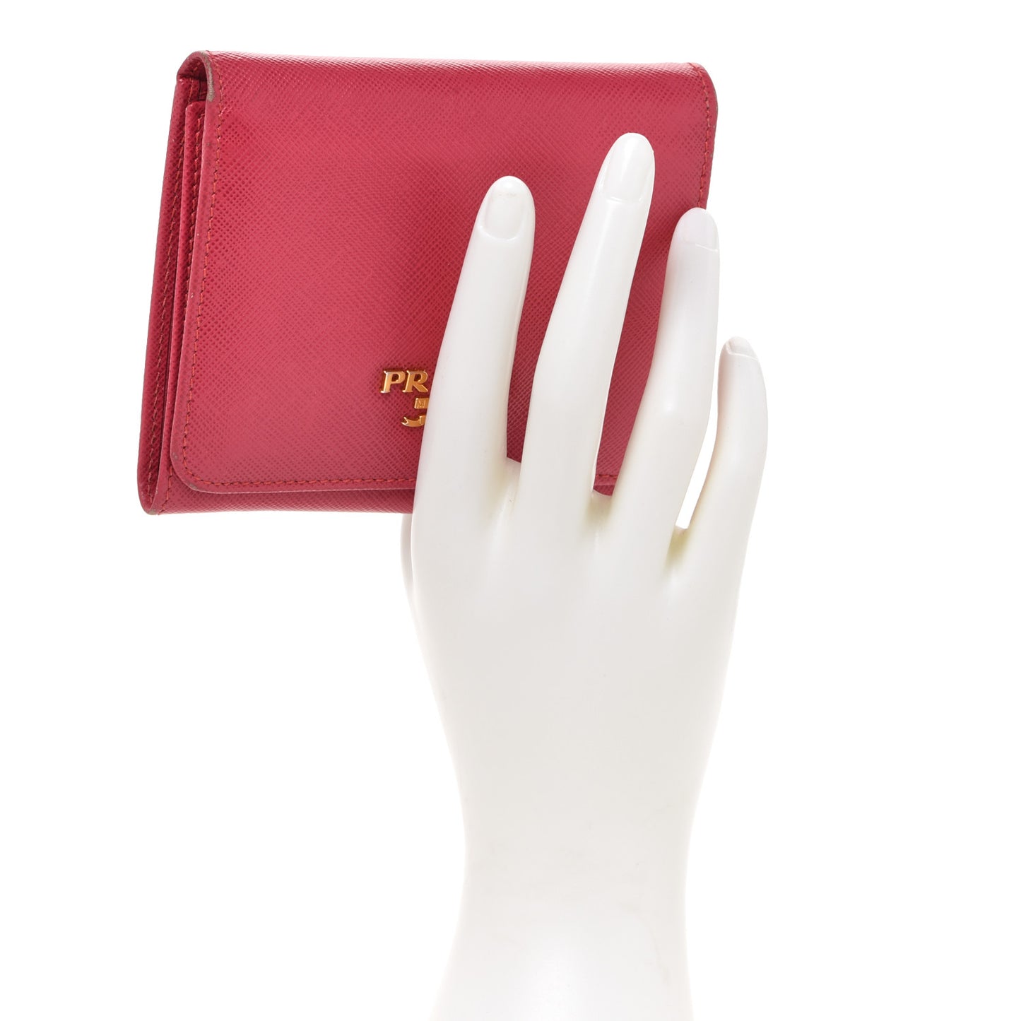 Saffiano Metal French Flap Compact Wallet Pink