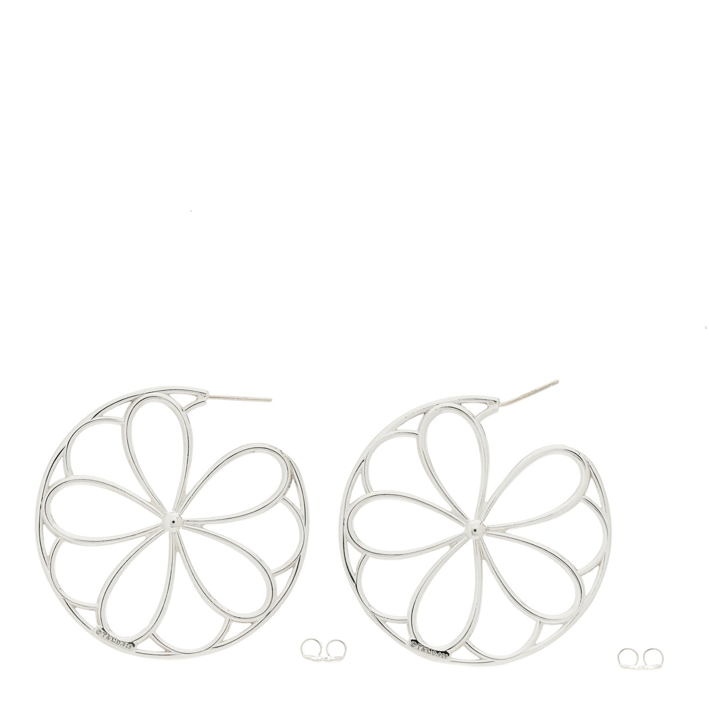 Sterling Silver Daisy Hoop Earrings