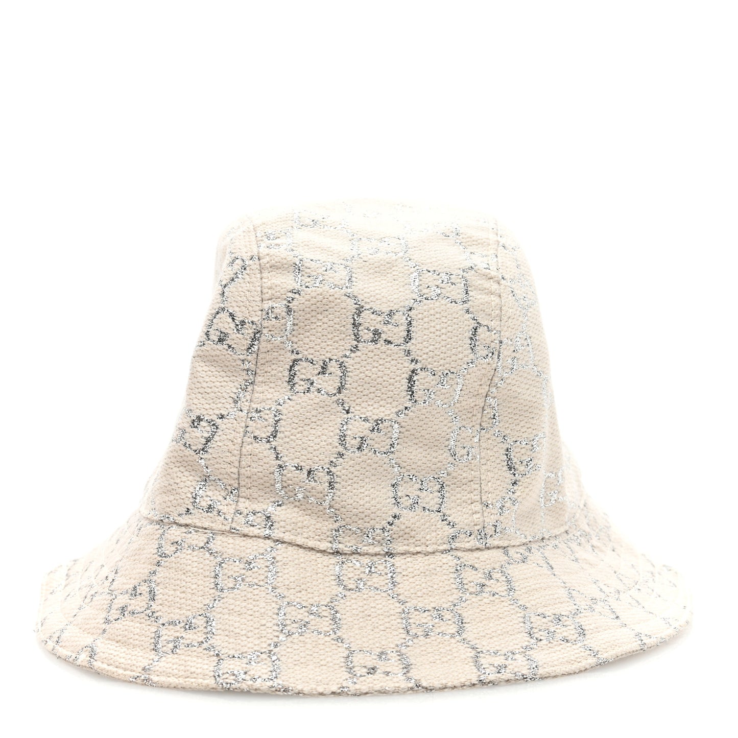 Canvas Lame GG Monogram Bucket Hat M Gardenia Silver
