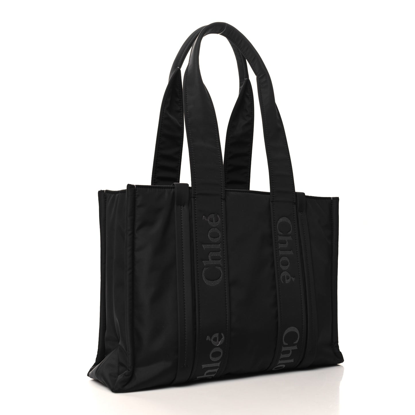Recycled Polyester Medium Woody Ribbon Tote Black