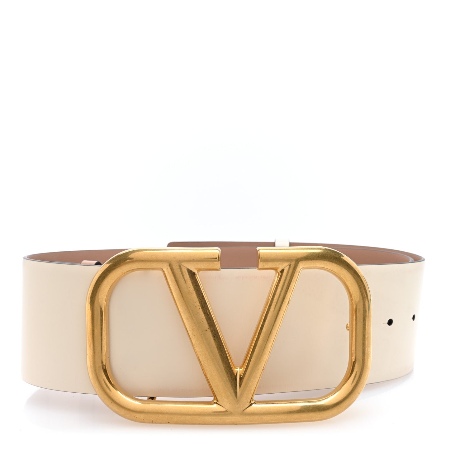 Glossy Calfskin VLogo Reversible 40mm Belt 75 30 Light Ivory Rose Cannelle
