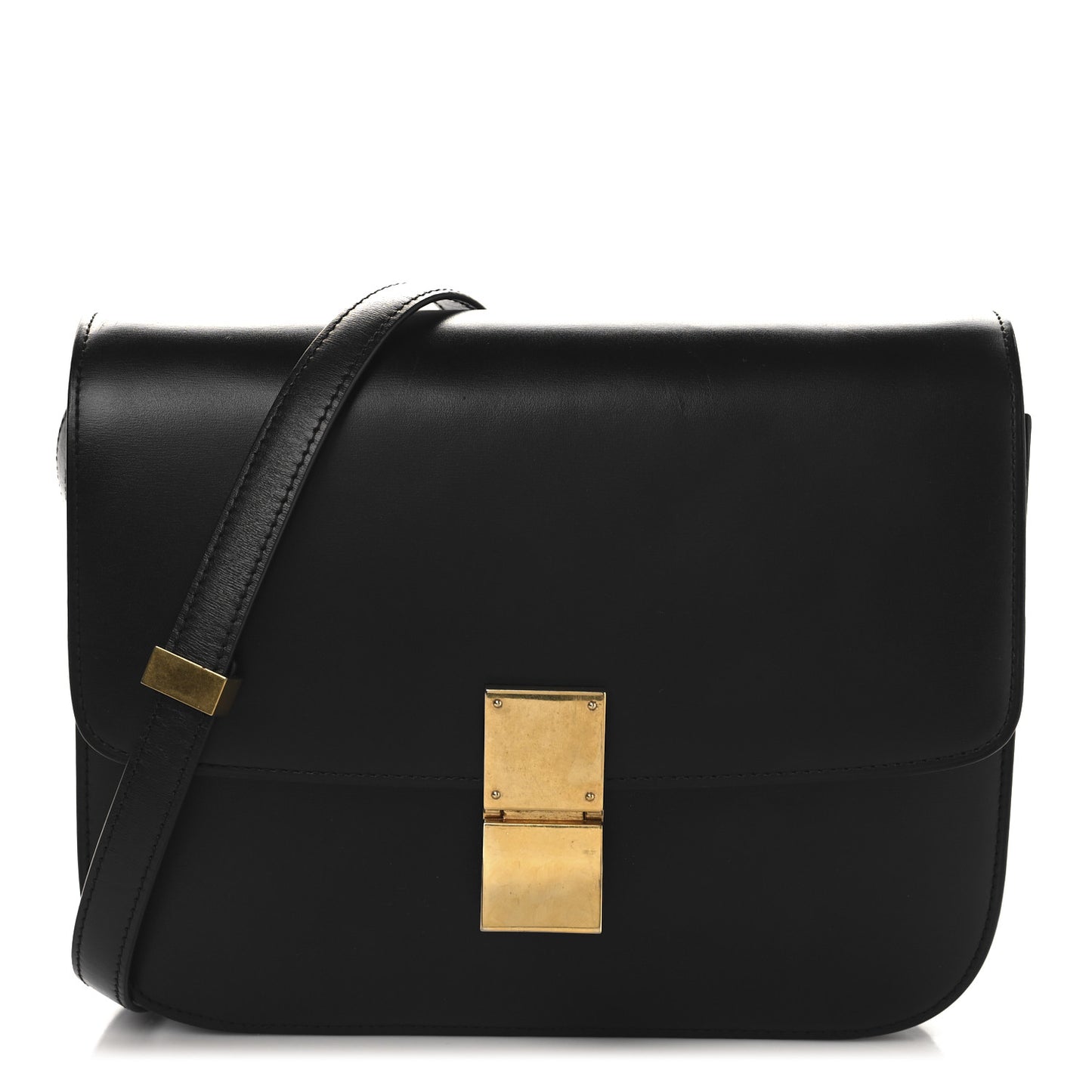 Box Calfskin Medium Classic Box Flap Bag Black