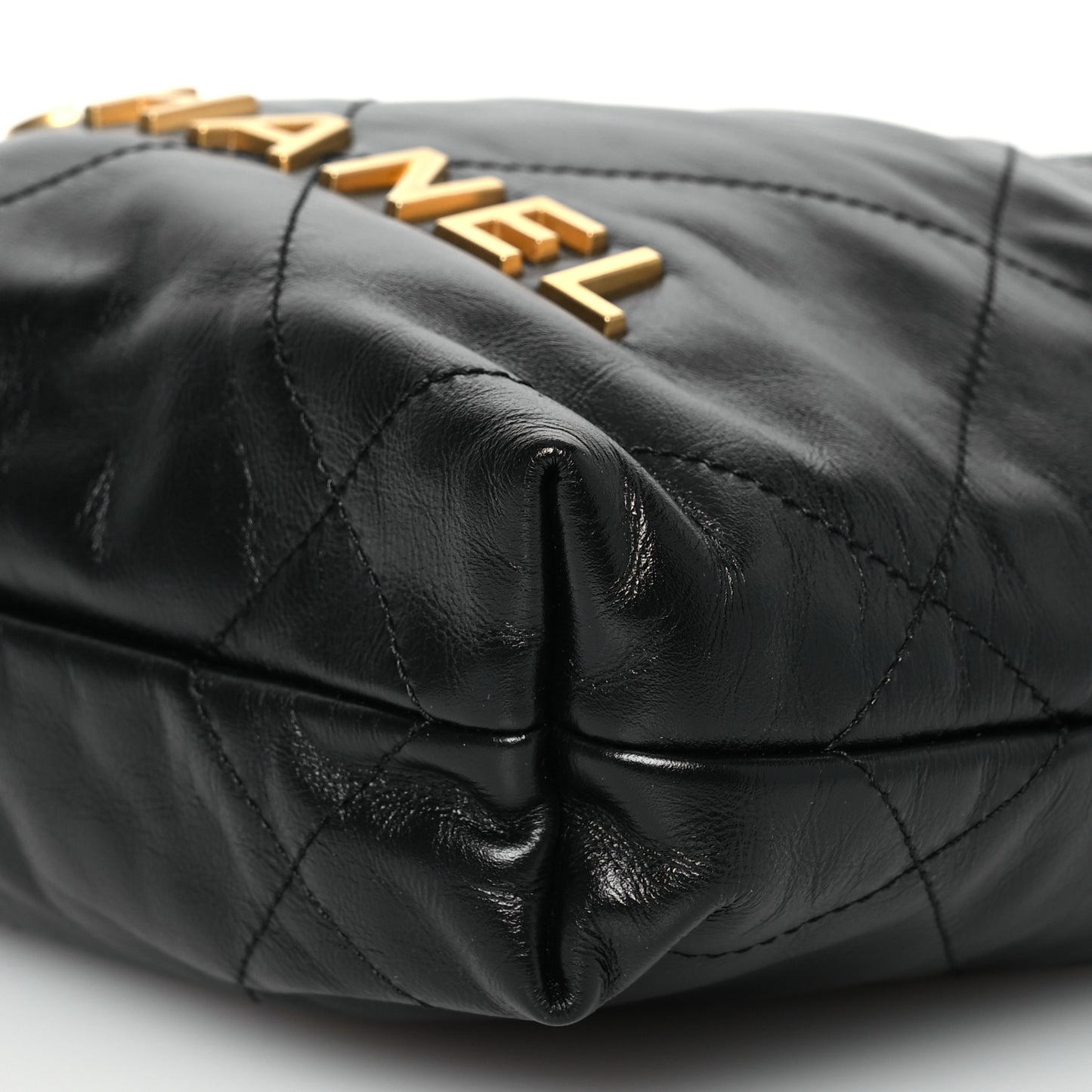 Shiny Calfskin Quilted Mini Chanel 22 Black