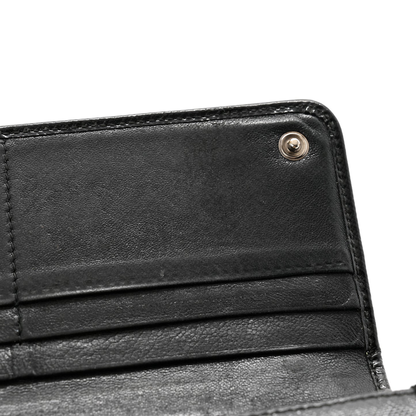 Saffiano Vernice Crystal Studded Flap Wallet Black