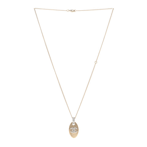 Crystal CC Oval Pendant Necklace Gold Silver