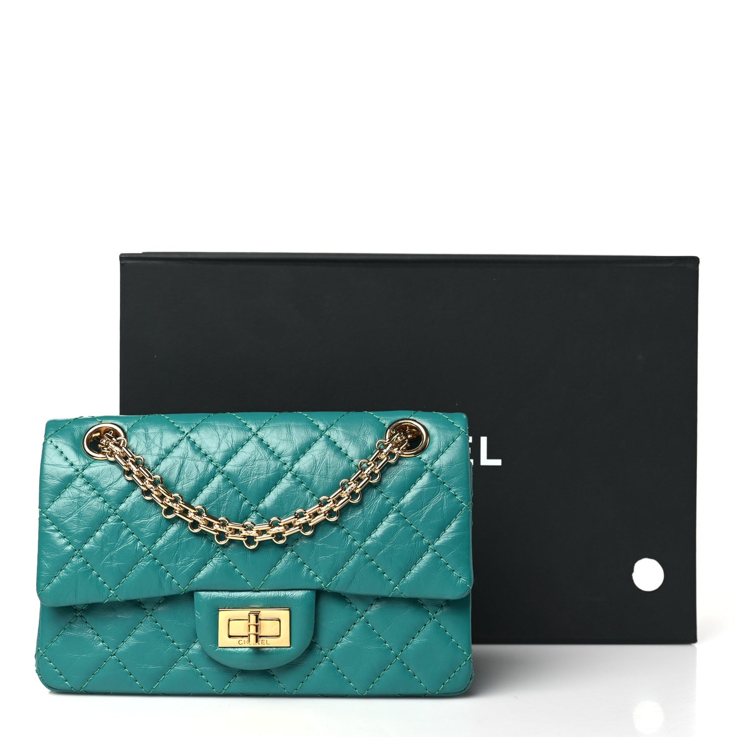 Aged Calfskin Quilted 2.55 Reissue Mini Flap Green