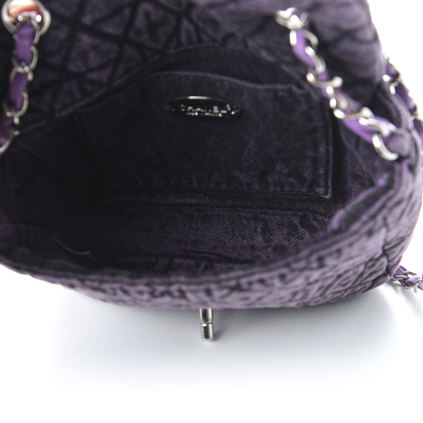 Washed Denim Quilted Small Denimpression Flap Violet Purple Black
