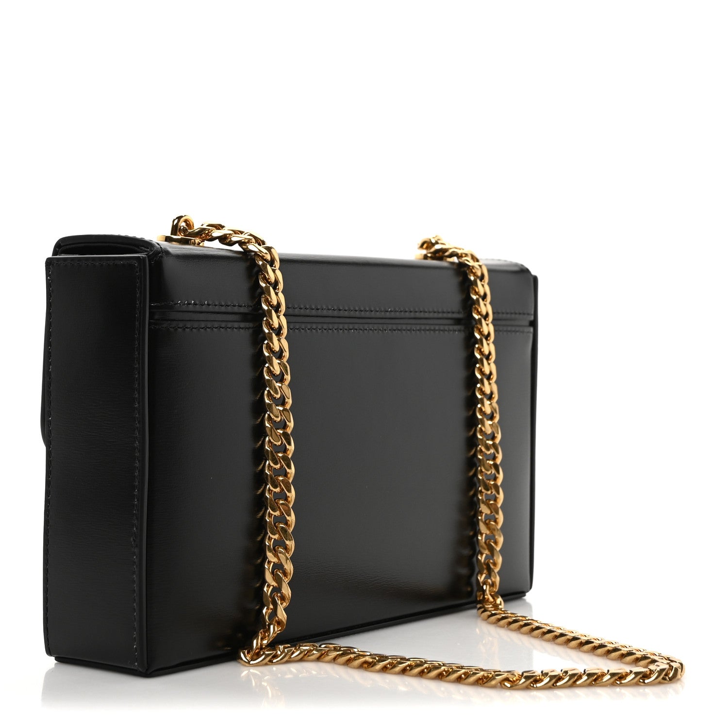 Celine Shiny Calfskin Triomphe Chain Box Bag Black 3 of 9