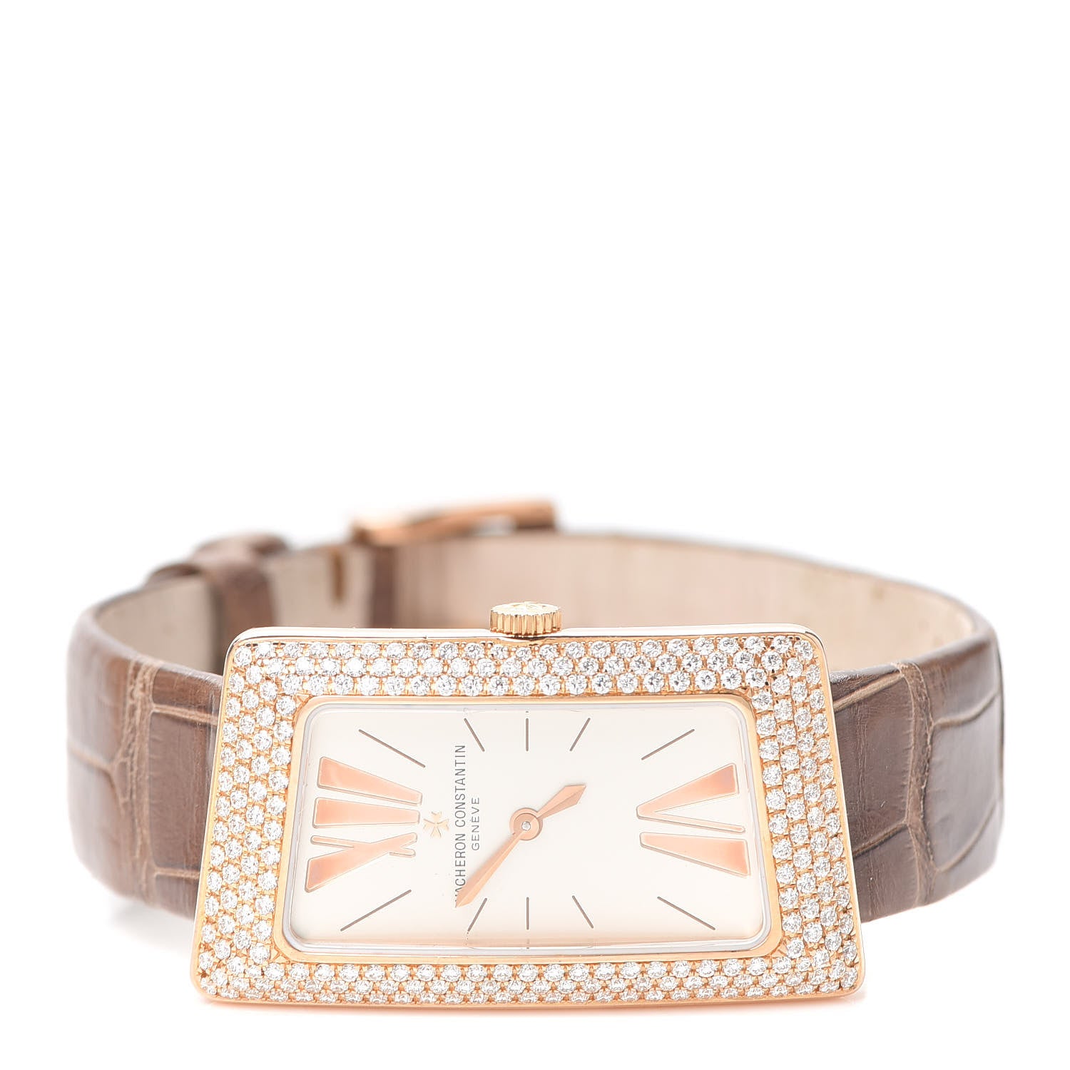 Vacheron Constantin 18K Pink Gold Alligator Diamond Bezel 21mm 1972 Cambree Quartz Watch 25515 2 of 5