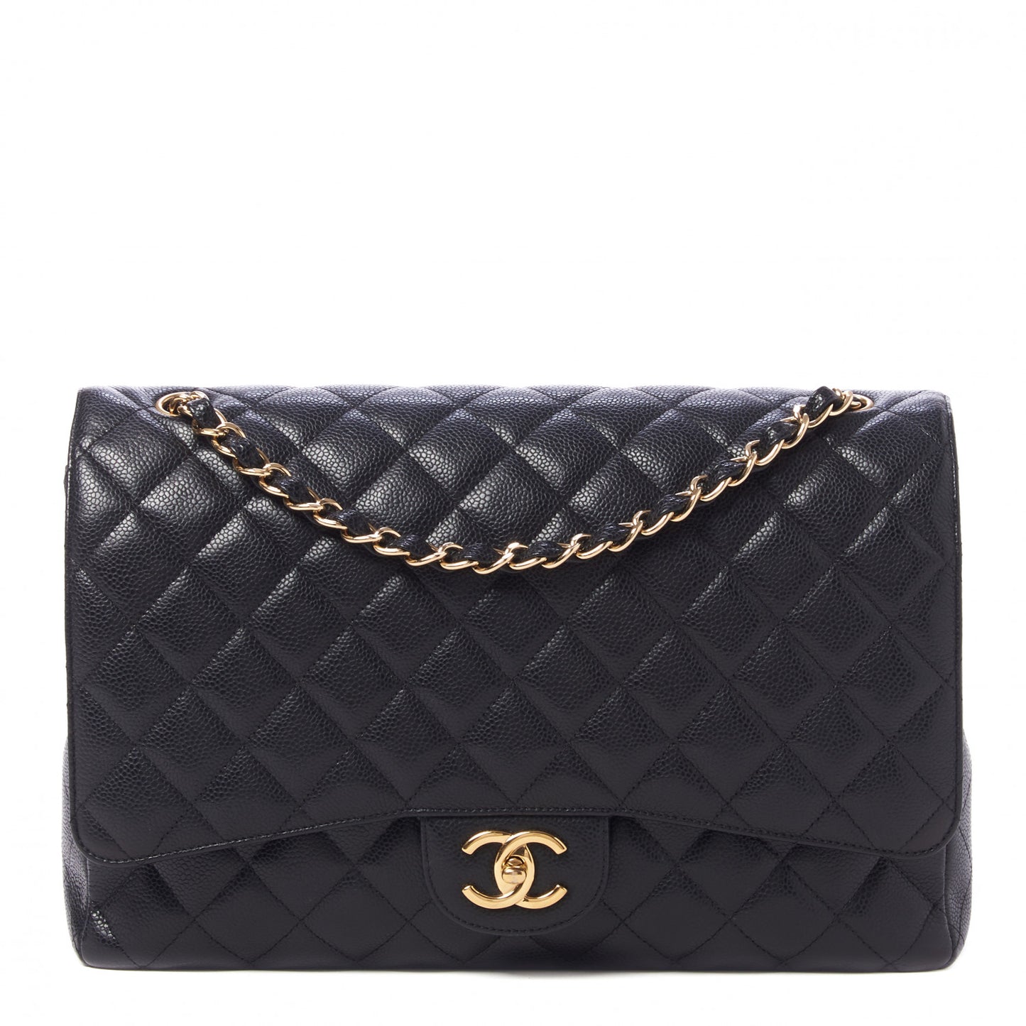 Caviar Quilted Maxi Double Flap Black