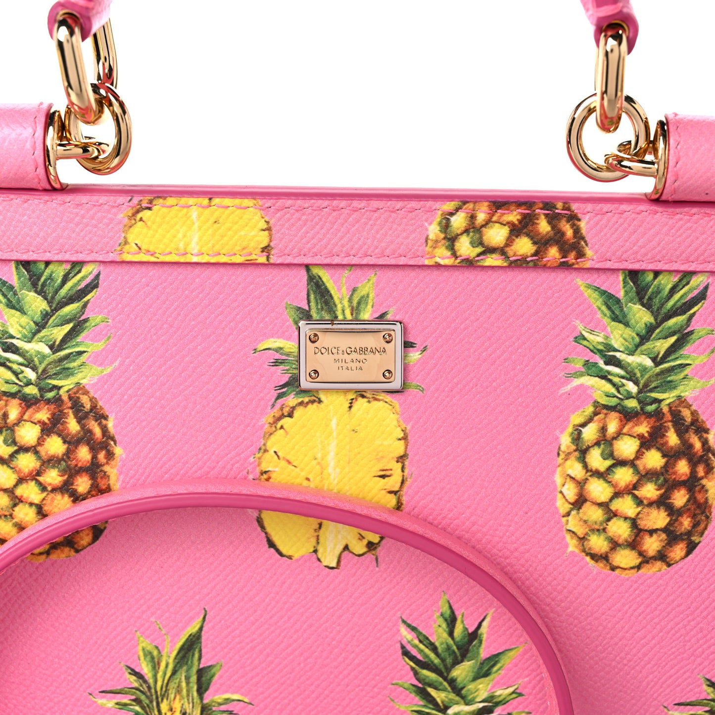 Dauphine Pineapple Print Medium Miss Sicily Satchel Rosa
