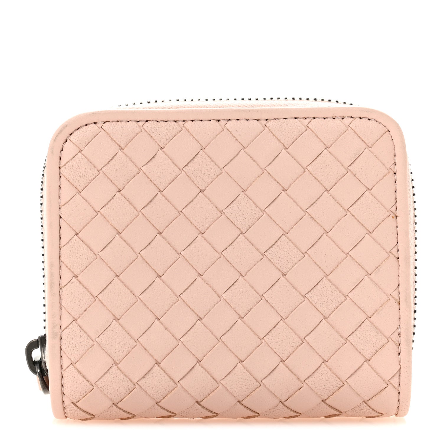 Bottega Veneta Nappa Intrecciato Small Bi-Fold Zip Wallet Pink