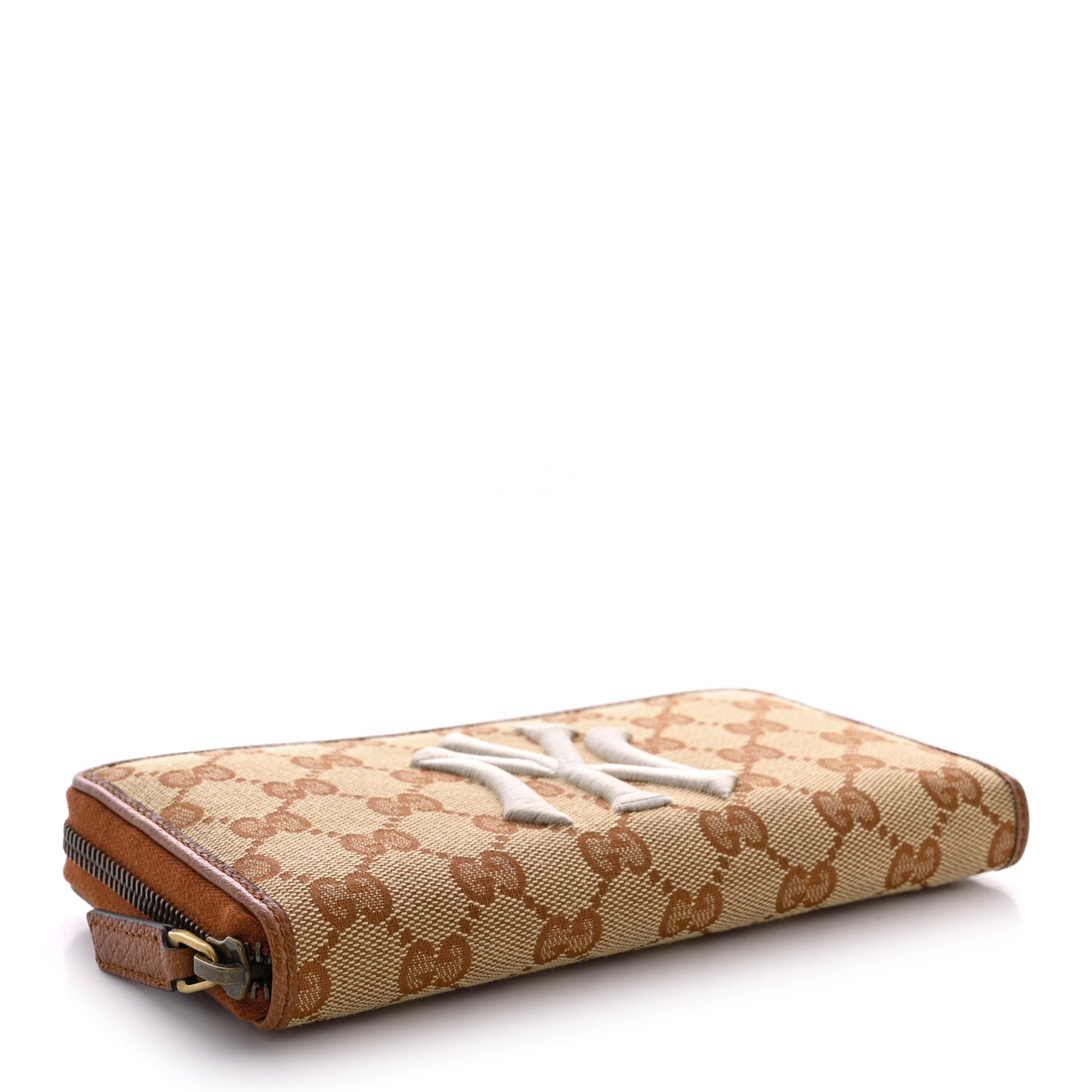 X MLB GG Monogram NY Yankees Zip Around Wallet Beige Ruggine Ivory