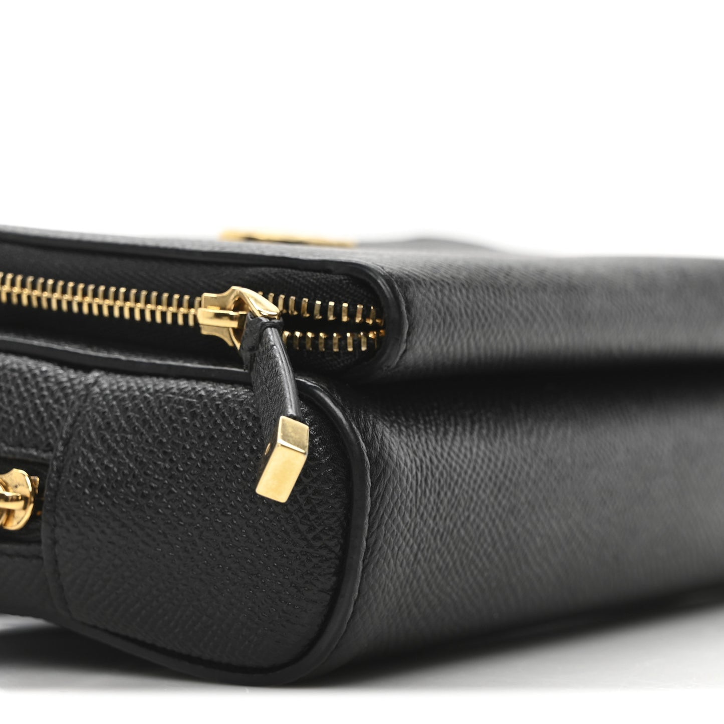 Grained Calfskin Caro Double Pouch Black