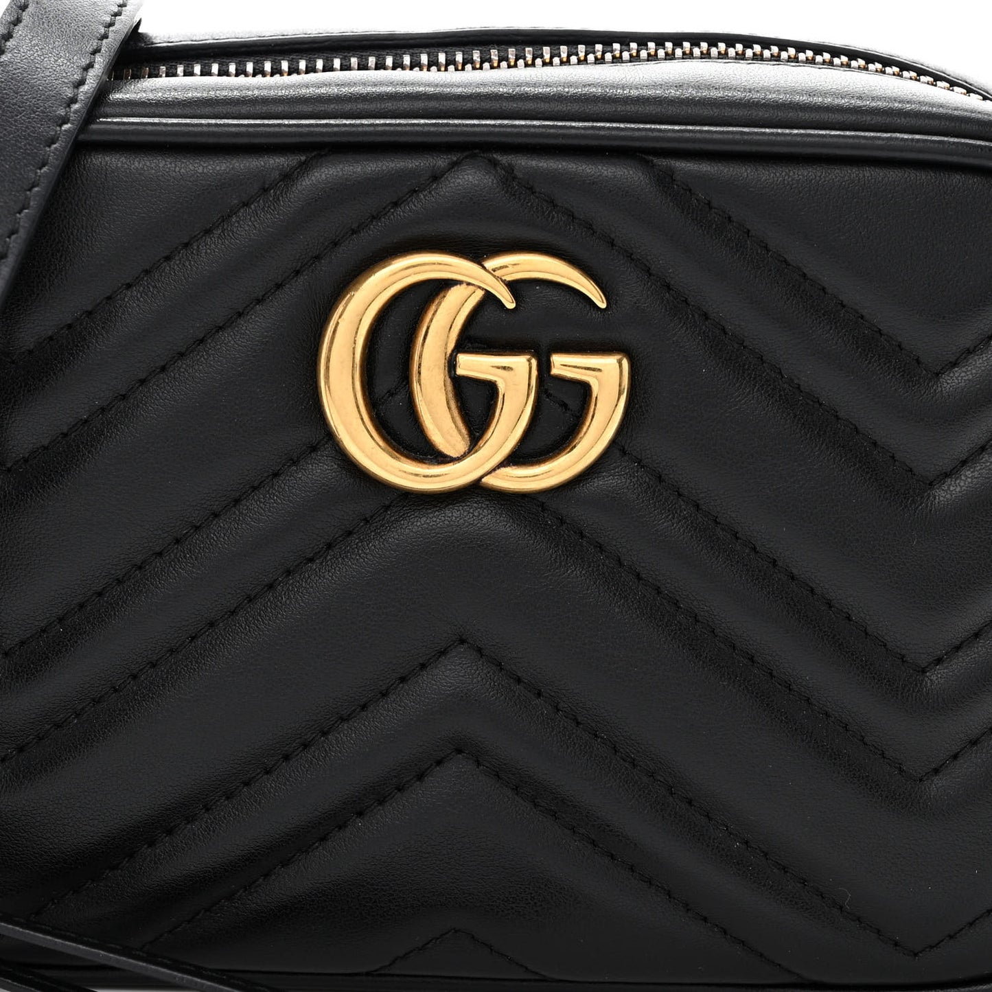 Calfskin Matelasse Mini GG Marmont Chain Shoulder Bag Black