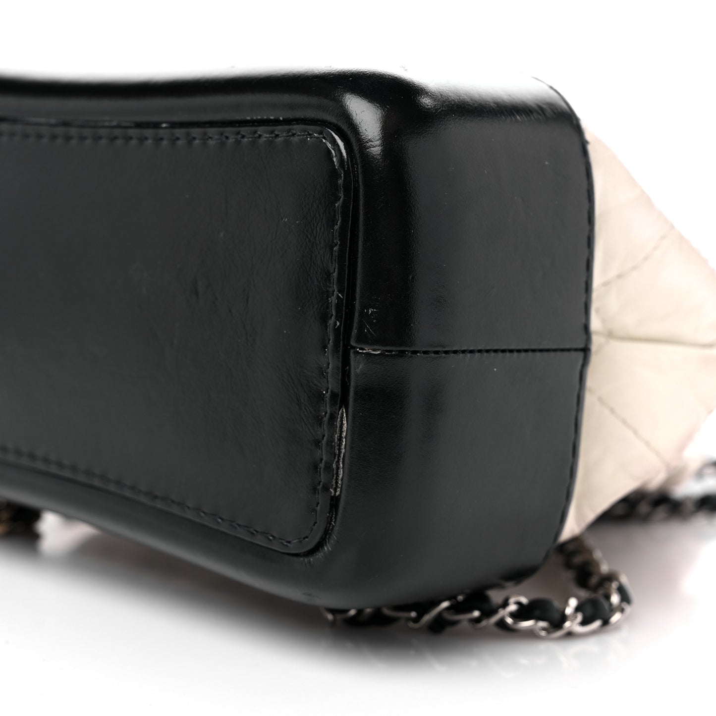 Aged Calfskin Quilted Small Gabrielle Backpack Black White