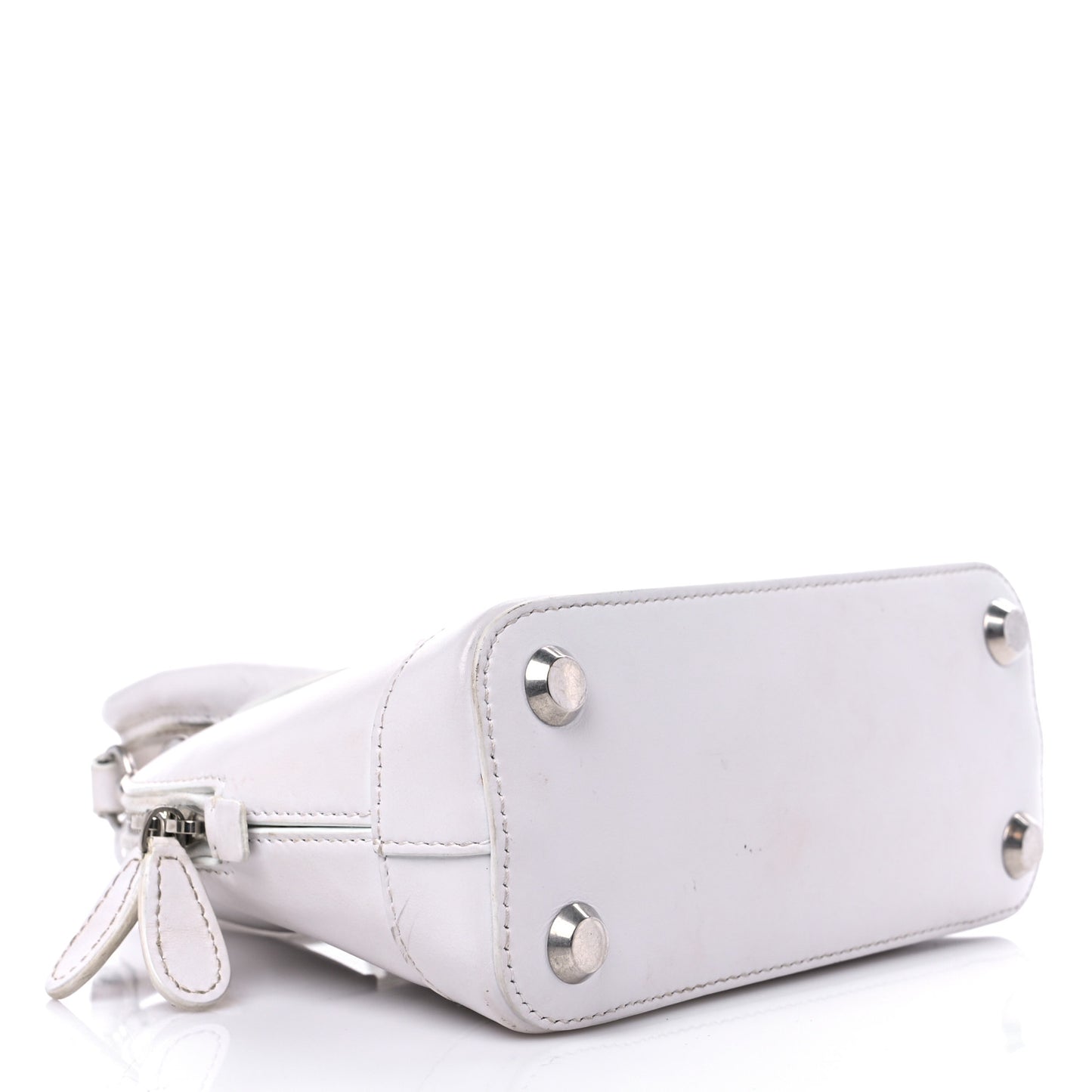 Calfskin Lipstick Logo XXS Ville Top Handle Bag White