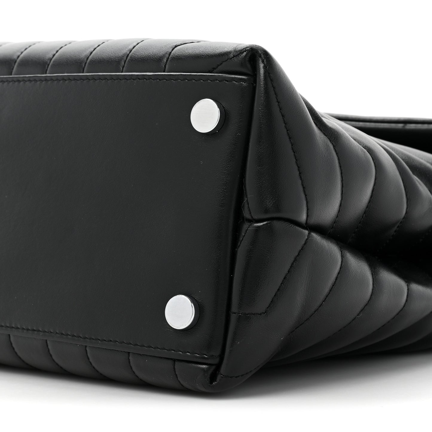 Calfskin Y Quilted Monogram Large Loulou Chain Satchel Black