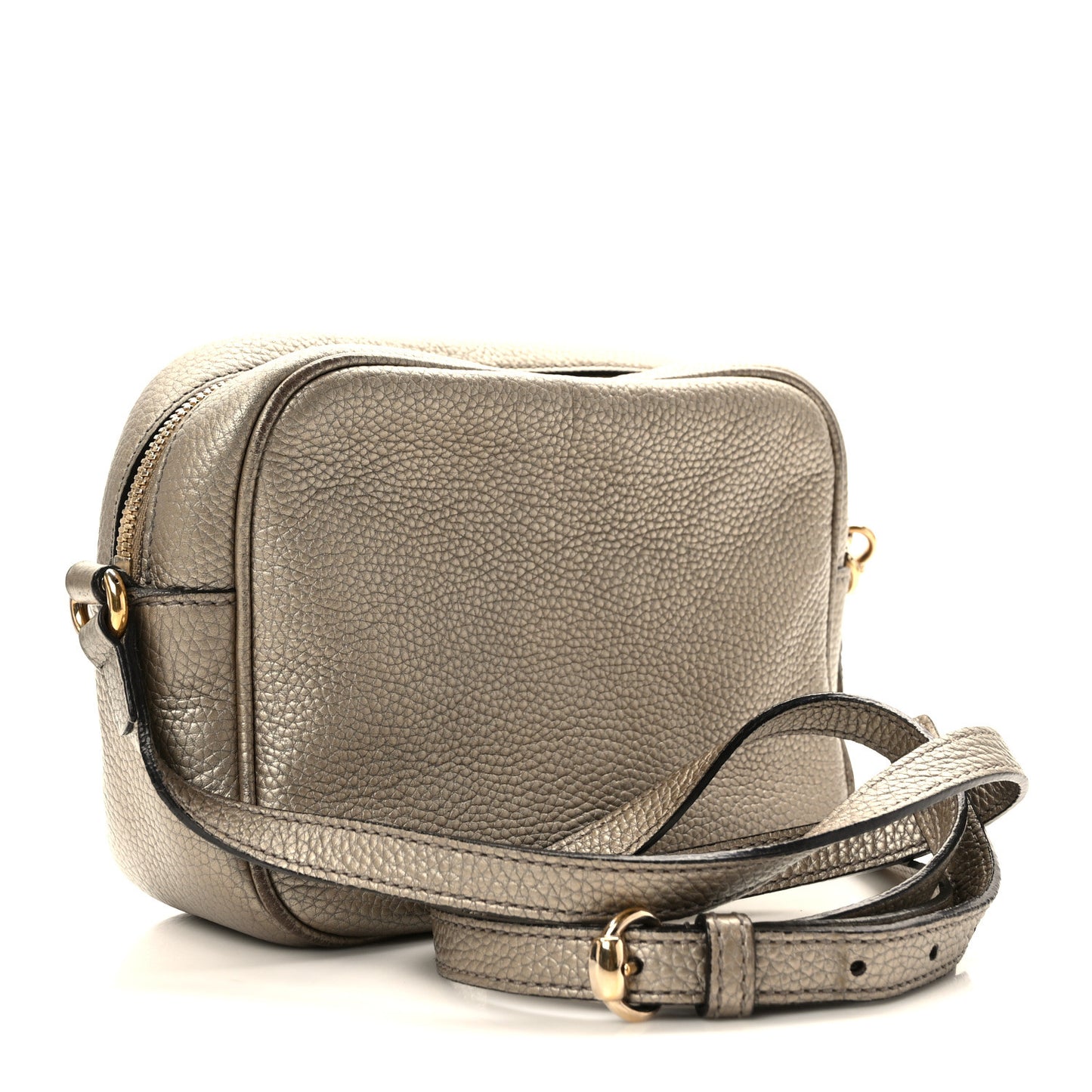 Metallic Pebbled Calfskin Small Soho Disco Bag Golden Beige