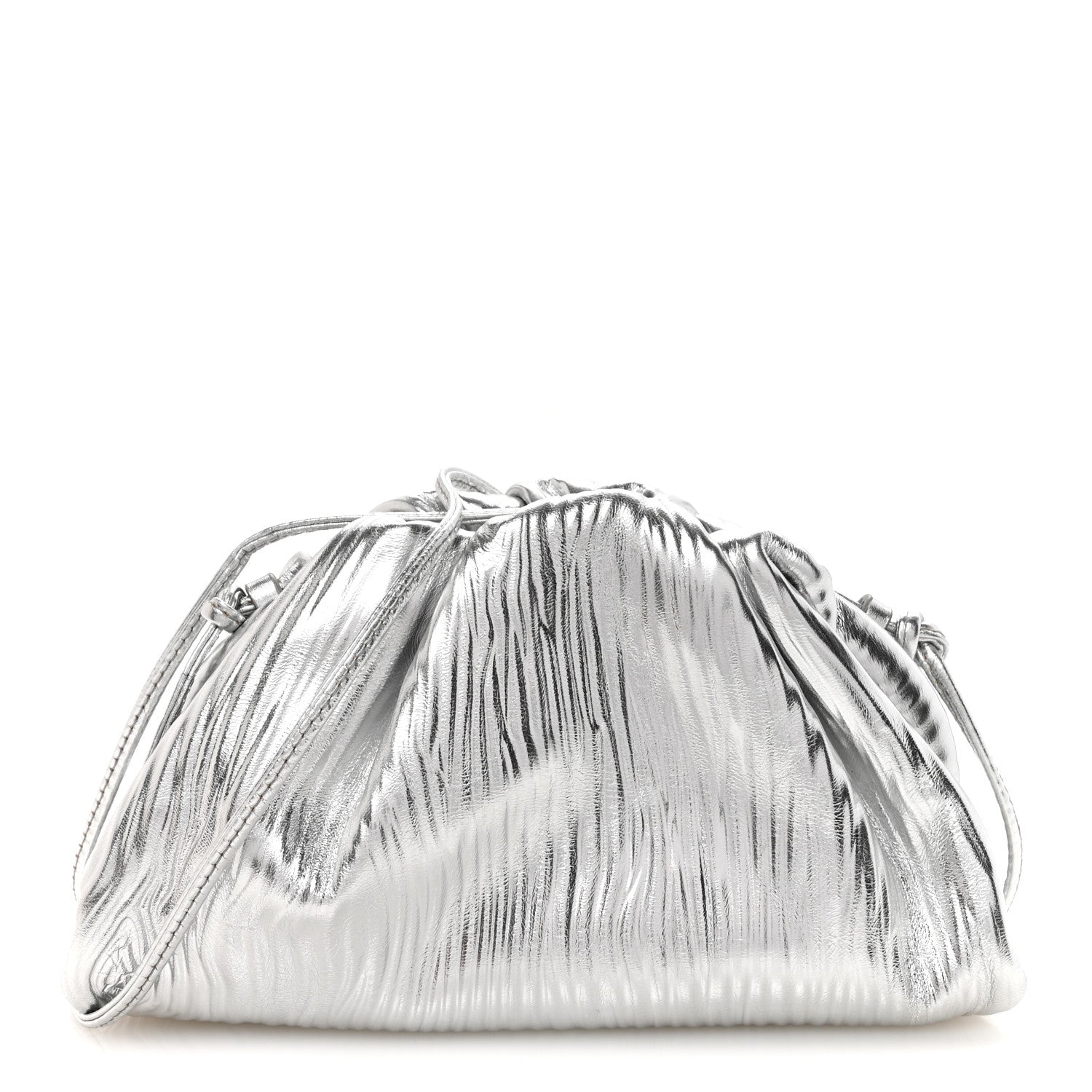 Bottega Veneta Metallic Bark Calfskin The Mini Pouch Silver